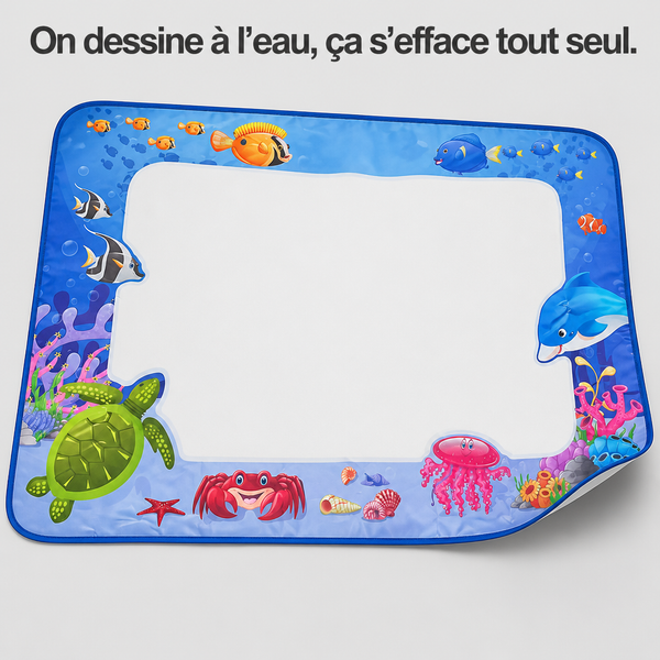 Tapis de dessin à l'eau, bordure monde marin