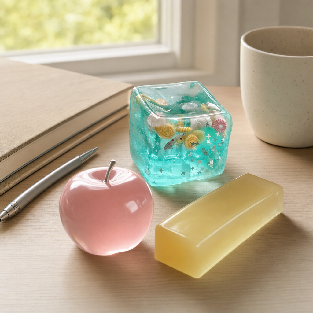 Trois pièces posées sur un bureau, à portée de main.