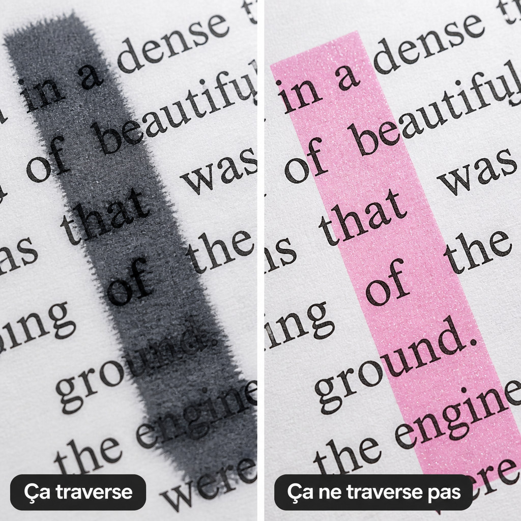 Comparaison : encre qui traverse le papier ou non