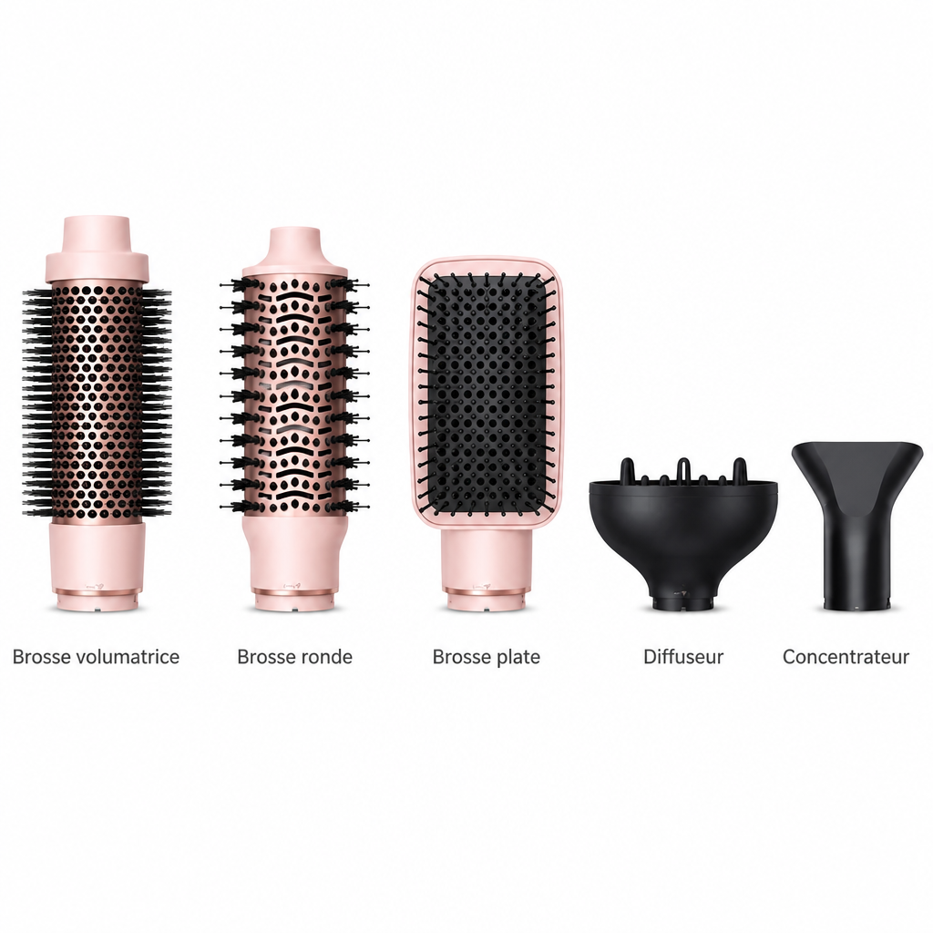 Brosse volumatrice, brosse ronde, brosse plate, diffuseur, concentrateur
