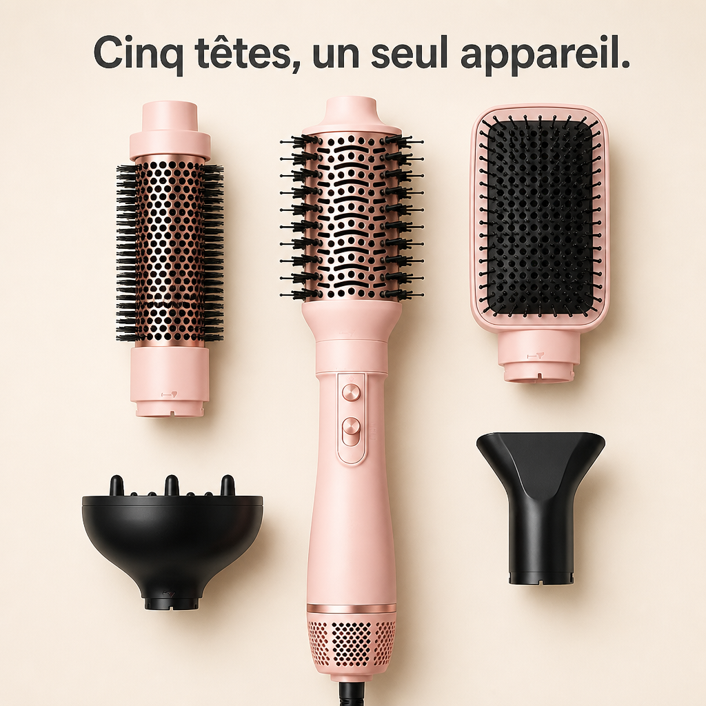 Brosse soufflante et ses cinq têtes