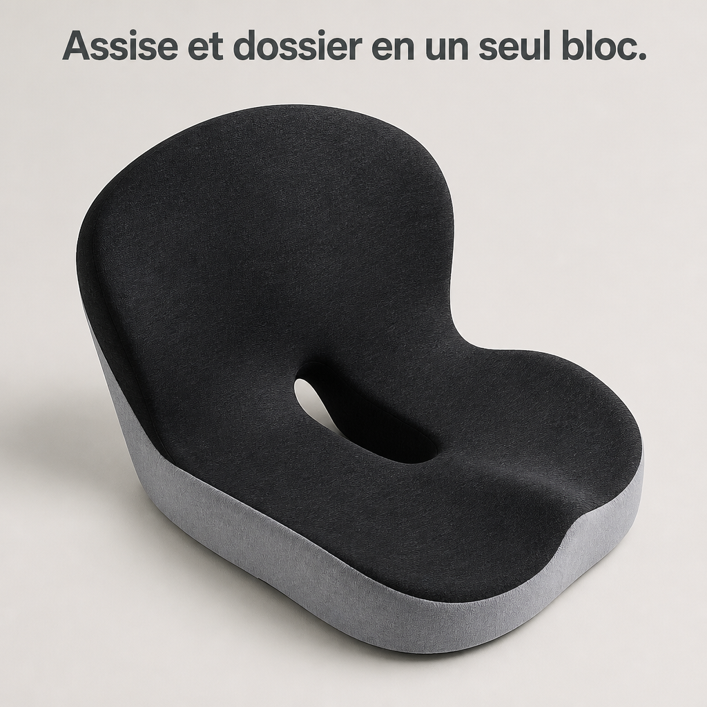 Coussin de siège à mémoire de forme avec dossier intégré