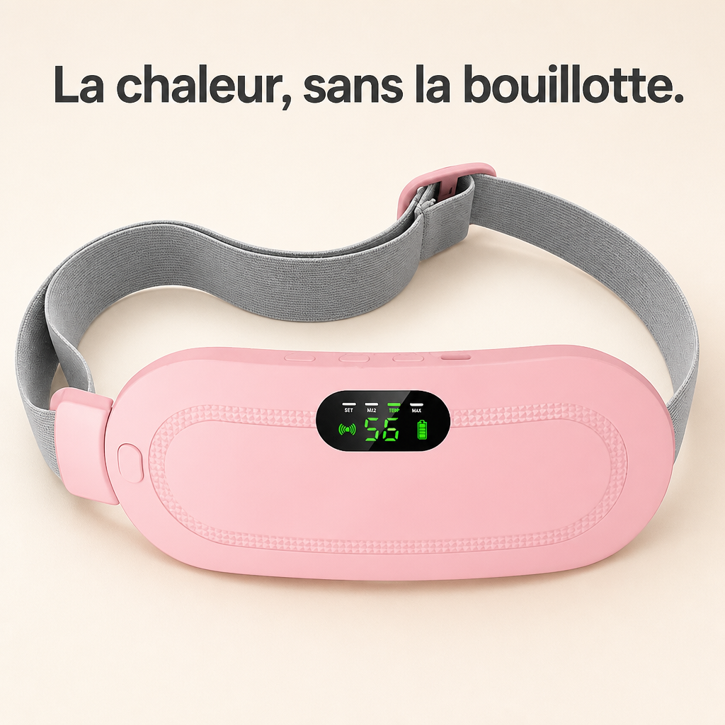 Ceinture chauffante rose avec sangle élastique réglable