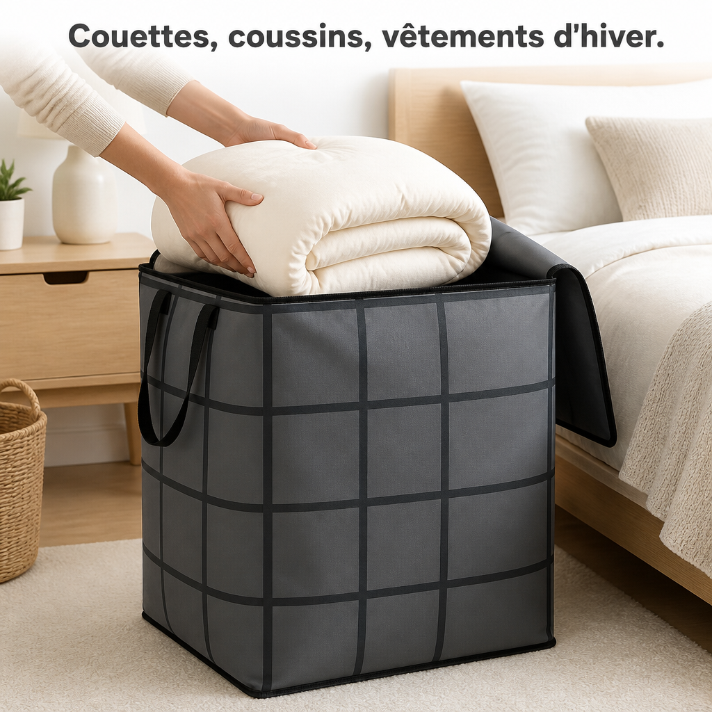 Rangement d'une couette dans le sac