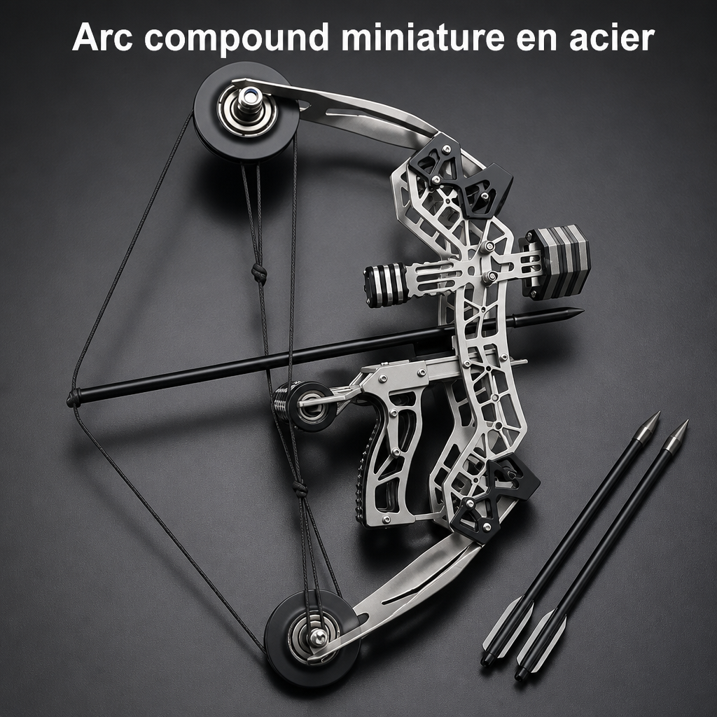 Arc compound miniature en acier inoxydable avec deux flèches