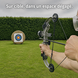 Tir sur cible avec pare-flèches dans un espace privé dégagé