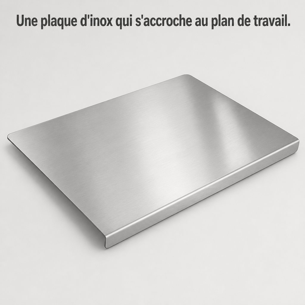 Planche à découper en acier inoxydable avec rebord replié